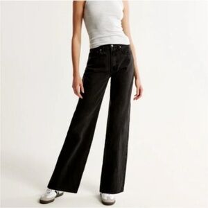 Abercrombie & Fitch The Loose High Rise Jean Black 31/12 Long Wide Baggy